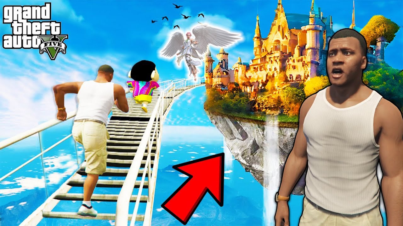 FRANKLIN TRIED IMPOSSIBLE STAIRWAY TO HEAVEN PARKOUR RAMP CHALLENGE GTA 5 | SHINCHAN and CHOP