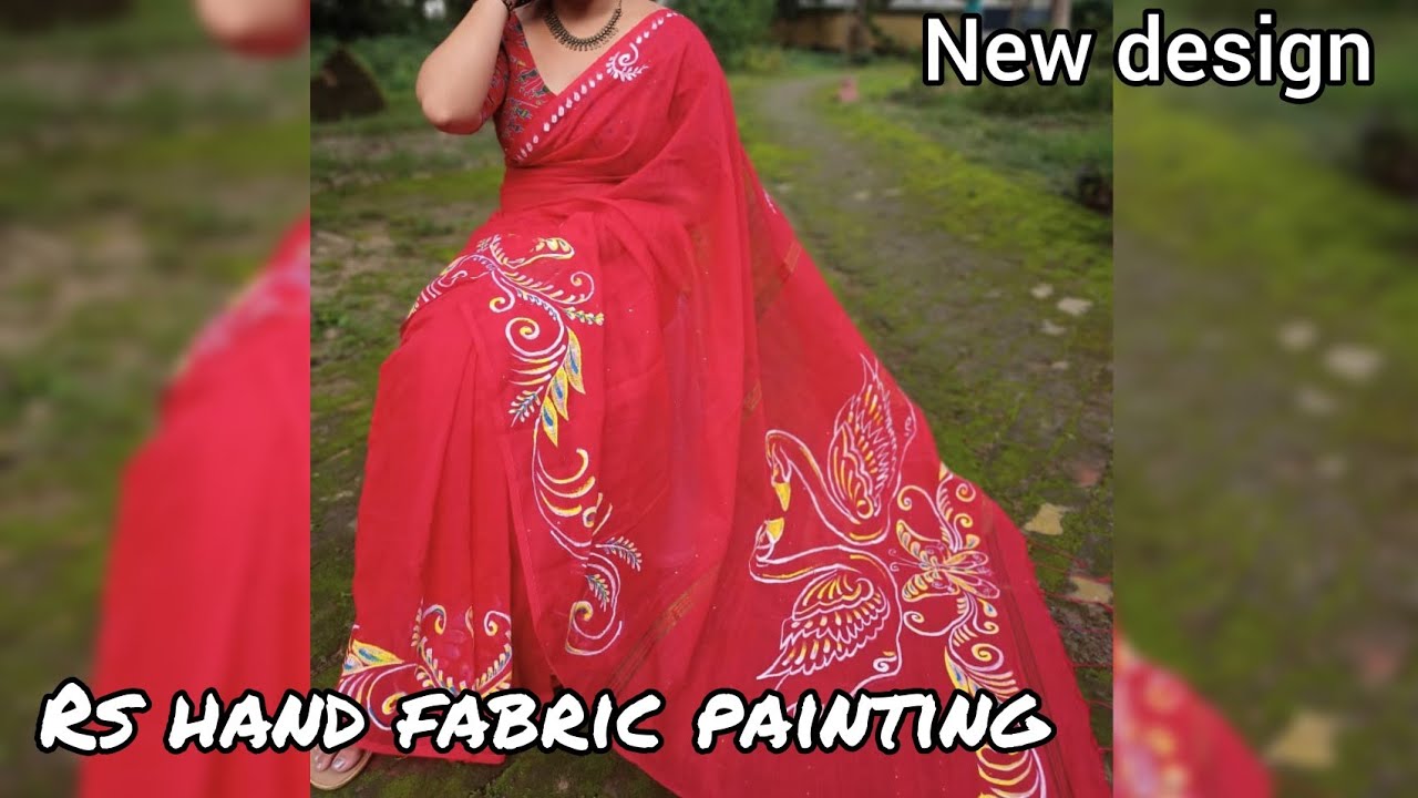 hand fabric painting designs on sarees ।। new saree design 2021