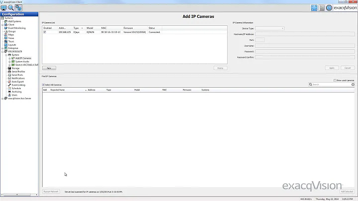 Adding IP Cameras, exacqVision