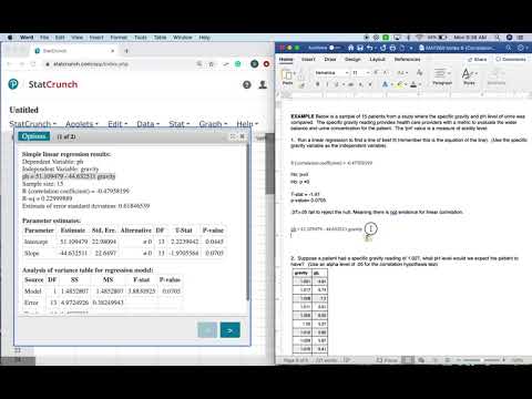 Linear Regression in StatCrunch