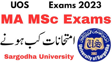 MA MSc Exams 2023 Sargodha University | MA MSc Exams 2023 UOS | Sargodha University Official
