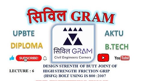 LECT6 NUMERICAL 2 ON DESIGN STRENTH OF BUTT JOINT OF HIGH STRENGTH FRICTION GRIP (HSFG) BOLT l STEEL