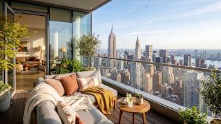 A Morning at New York City Summer Balcony to Chill, Focus, Work 😌🎧🌅 (City, Wind Sound)