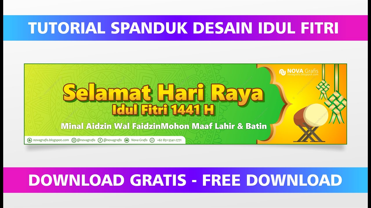 Tutorial Desain  Spanduk  Banner hari raya idul  fitri  2021 