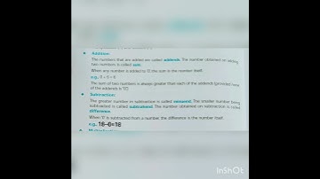 Maths:: Definition of Addition and Subtraction