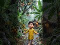 Tinku Explores a Hidden Rainforest Village in Heavy Rain 🌧️🍌 #banglacartoon #shorts