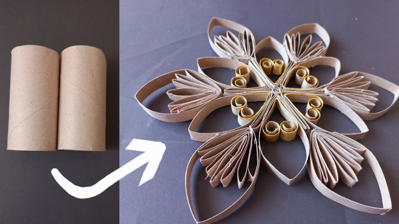 How to make paper snowflake | toilet paper roll Winter Ornaments - YouTube