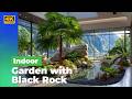 🌿 Beautiful Indoor Garden Design with Black Rock | Modern Zen Vibes &amp; Nature-Inspired Elegance...