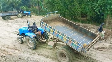 Rangs Motors EICHER 557 Tractor Overload Pond Soil Cutting CAT or JCB Excavator Load and Unloading