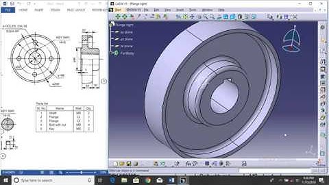 Flange coupling  CATIA V5 Tutorial - Flange Right Side (Part2)