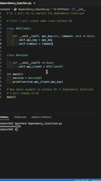 Dependency Injection in python #fast #fastforward #coding #openai - YouTube