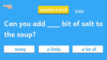 Much, Many, A lot of, A few, A little - English Quantifiers Quiz || Can You Get A 10/10 Score?