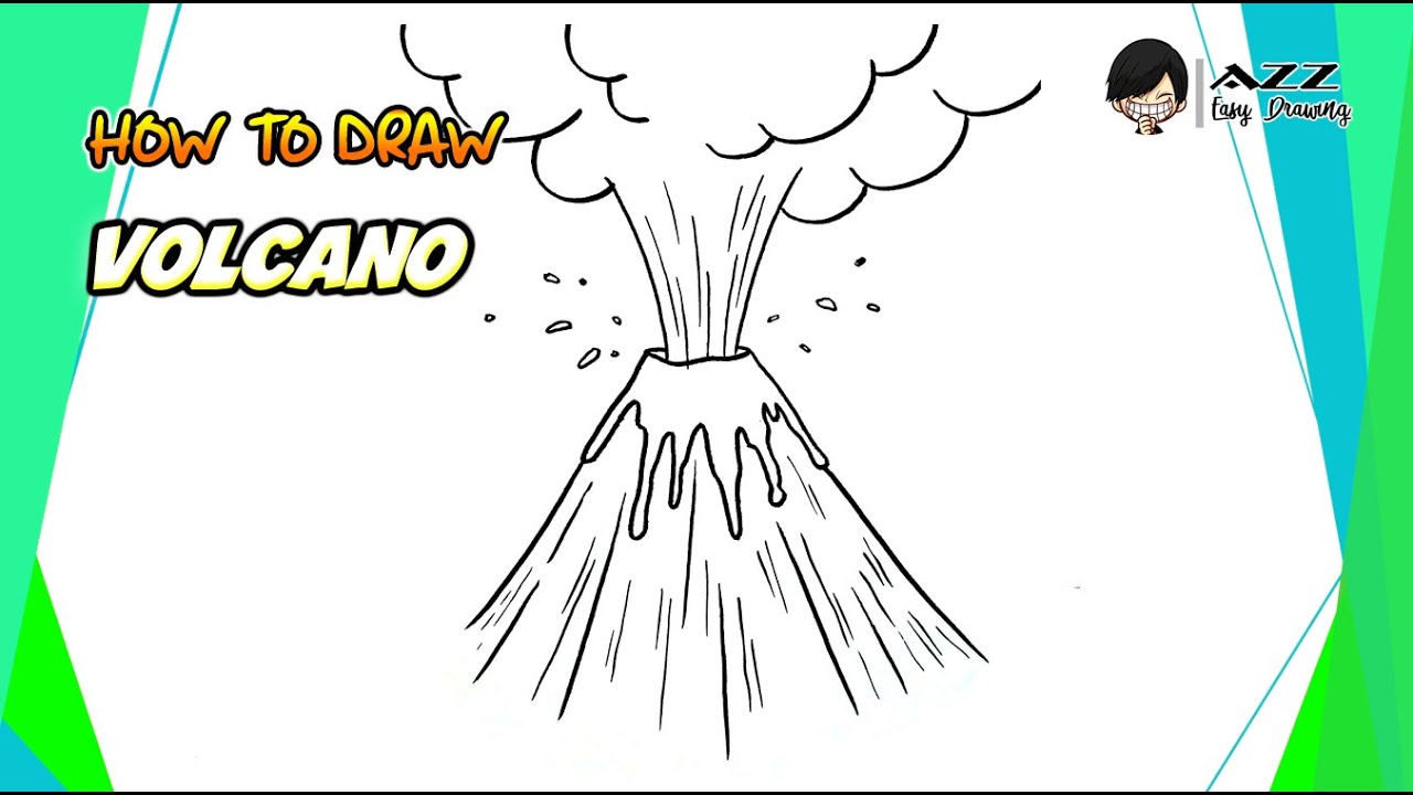 Learn How To Draw Volcano In Simple Steps