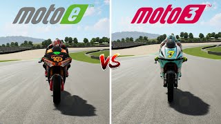 MotoGP 21 || Moto E ( Electric ) Vs Moto 3 ( Fuel ) || One On On Battle || Top Speed Lap Drag ||