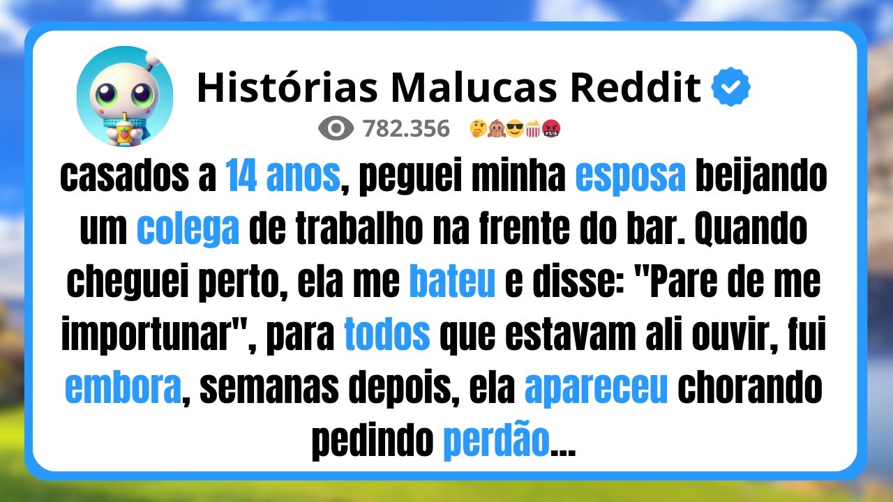 casados a 14 anos, peguei minha esposa beijando um colega de trabalho na frente do bar...