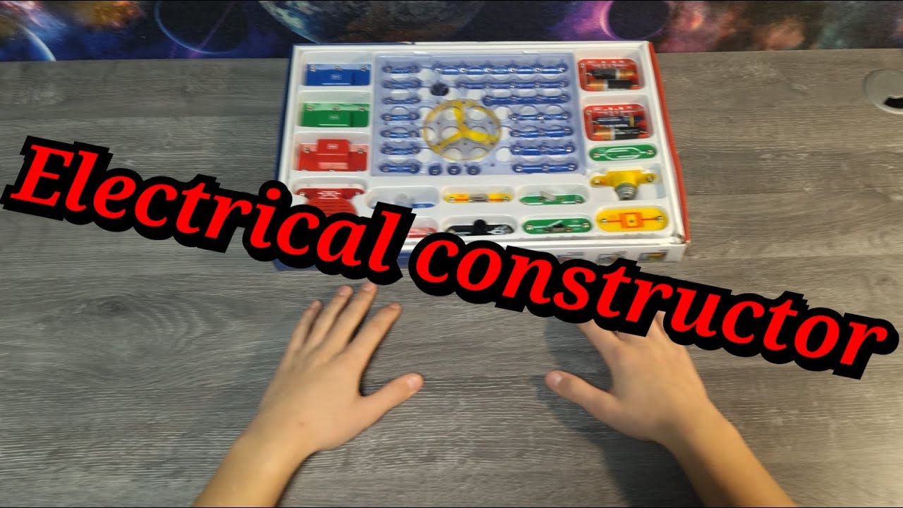 Electric constructor, for children. Cartoon watch how to build an electric circuit/Конструктор