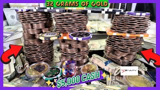 🤑 32 Grams "Gold" $5,000 "Cash" If the Tower Falls! High Stakes Pusher.. E-Win Gaming Desk & Chair