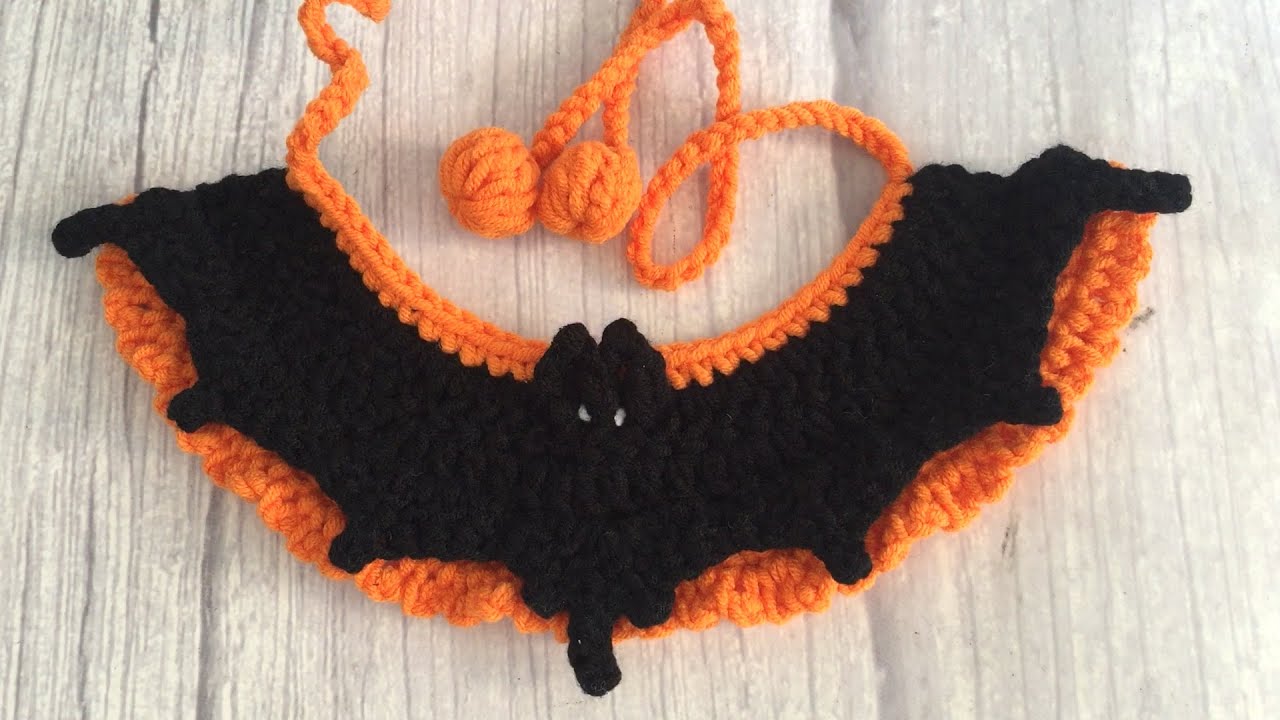 #78 Knit Halloween Collar for Pet Bat Collar Crochet Pattern