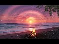 Soft Piano Music with Fireplace and Ocean Waves 🌙 Peaceful Night Ambience for Study
