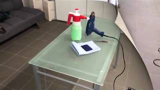 Klinger-Folien.de | Tisch mit Klebefolie Möbelfolie bekleben Glastisch kleben