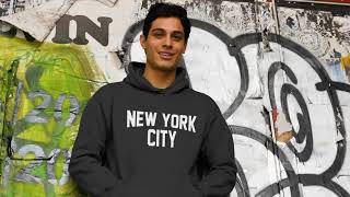 New York City Hoodie Sweatshirt Lennon Ringer Style Design NYC Factory