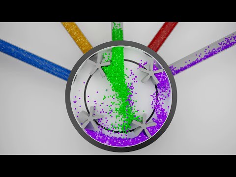 Colored balls. Particle fluid. Music.  Molecular Script. Video 4K