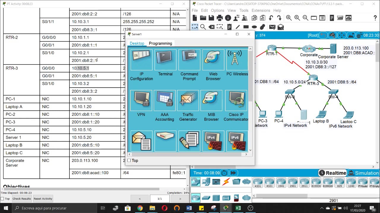 13.3.1 - Packet tracer - Use ICMP to Test and Correct Network Connectivity (CCNAv7)