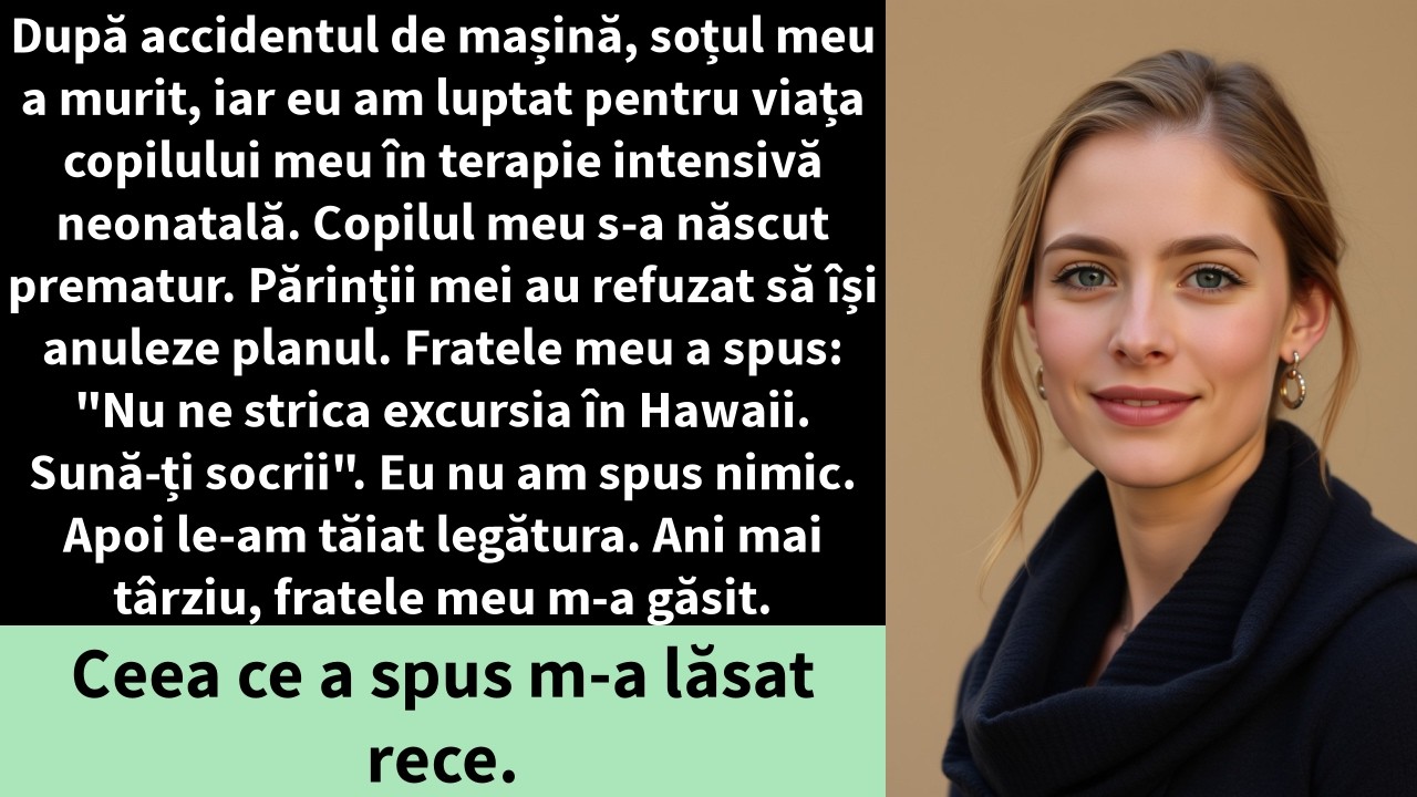 După accidentul de mașină, soțul meu a murit, iar eu am luptat pentru viața copilului meu în terapie