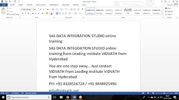 SAS Data Integration Studio on;ine Training
