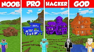 ELEMENTAL HOUSE BASE BUILD CHALLENGE - Minecraft Battle: NOOB vs PRO vs HACKER vs GOD / Animation