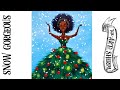 Snow Gorgeous girl christmas tree Dress Acrylic tutorial (Easel)  | TheArtSherpa