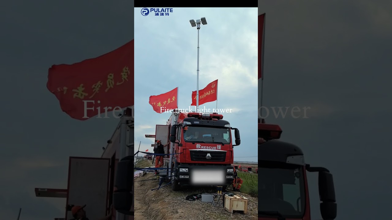 Fire truck light tower for flooding rescue 