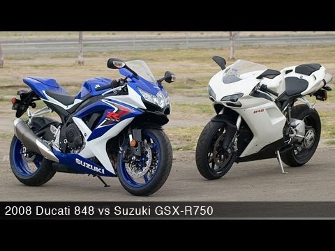 2008 Ducati 848 vs Suzuki GSX-R750 - Motorcycle Comparison