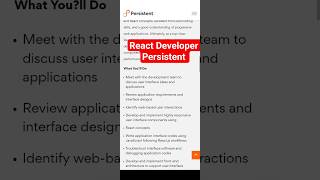 React Developer freshers &experience job in Persistent