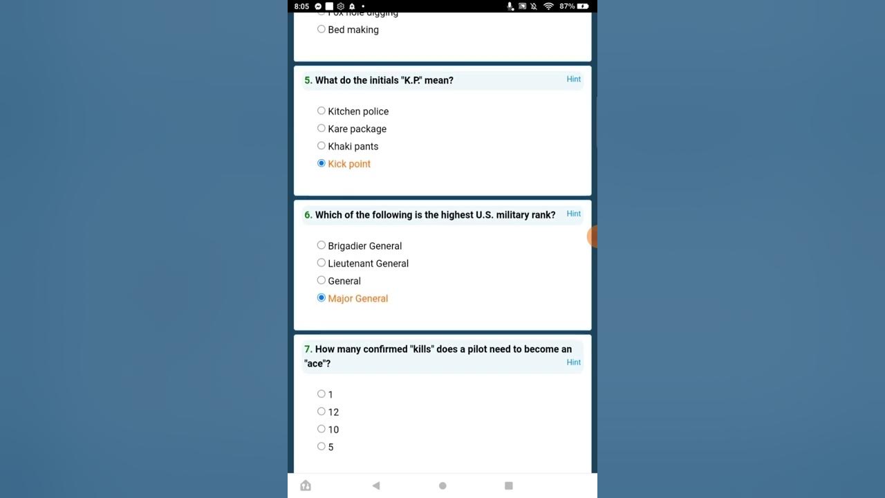 Playing The Military for Dummies Trivia On FunTrivia YouTube