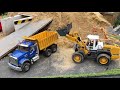 Amazing RC excavator and truck SAND crash! Action video for kids