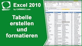 Excel Tabelle erstellen und formatieren, Tutorial von carinko.com