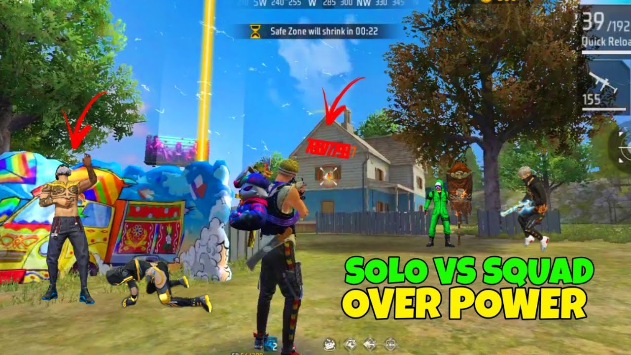 SOLO VS SQUAD | OVER POWER GAMEPLAY | FREE FIRE NEW VIDEO |FREE FIRE ...