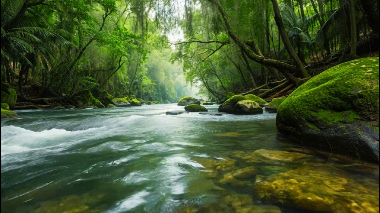 Relaxing River Ambience 🌲 Gentle Rapids + Jungle Calm (Sleep, Study, Focus)