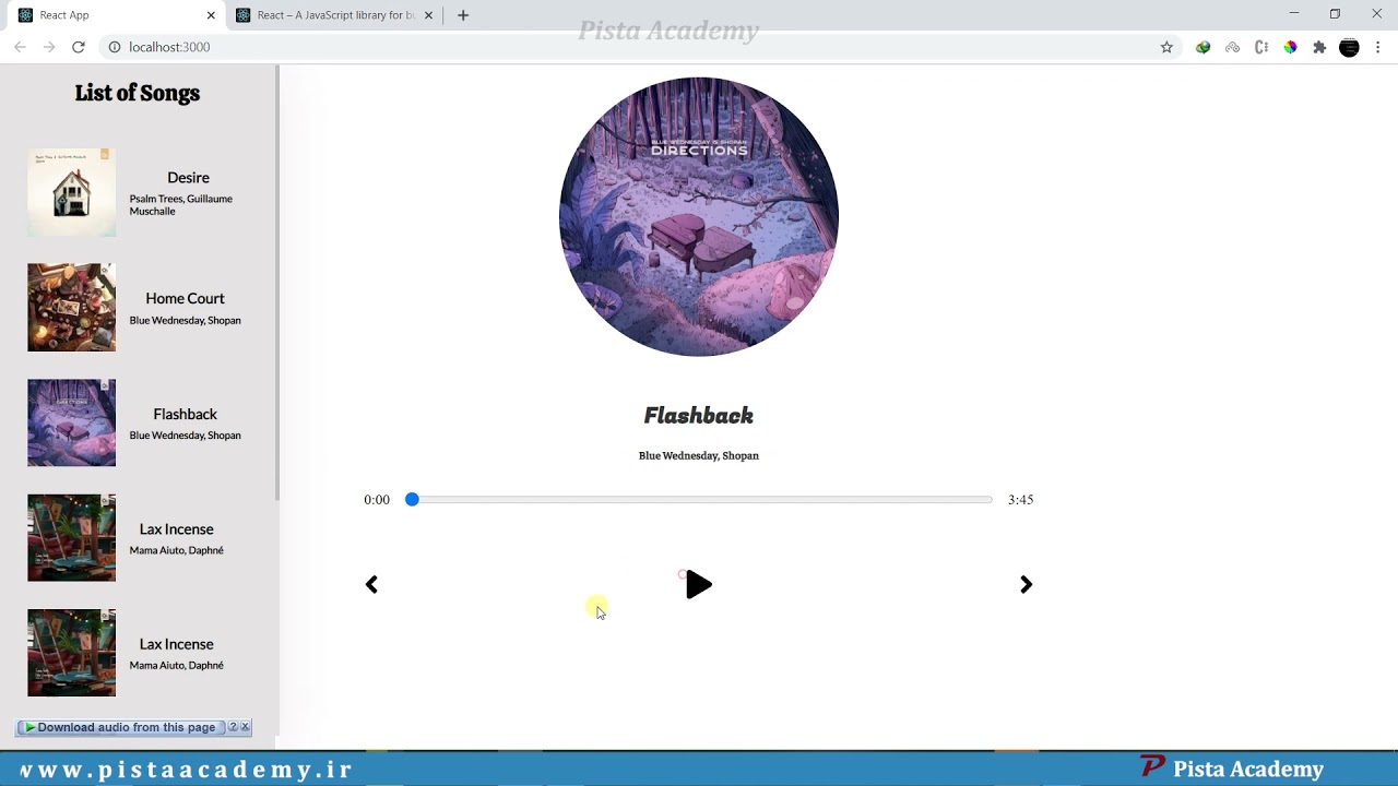 آموزش ساخت موزیک پلیر با React - جلسه یازدهم