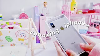 unboxing iphone x in 2022  ☁️ 256GB ✨ silver + airpods pro & baseus (android to iphone) // kym