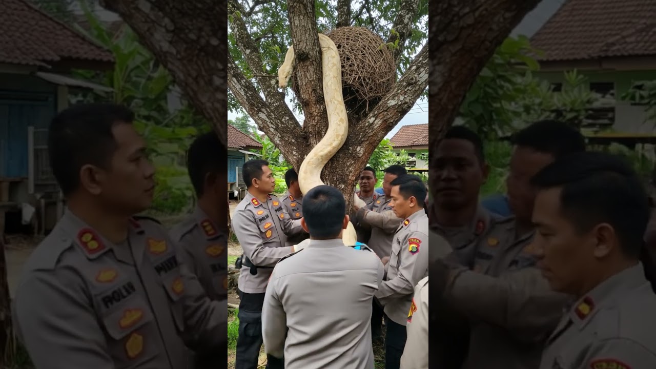 Swift Action: Police Capturing Albino Python Near Village
