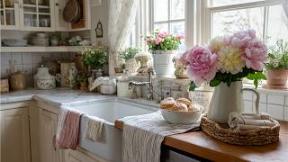 Vintage Cottage Kitchen Decorating Ideas for Spring: Soft Pastel Farmhouse Style Tour