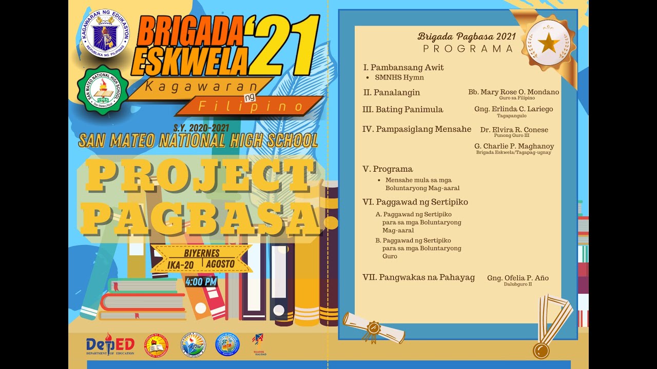Closing Program Project Pagbasa Youtube