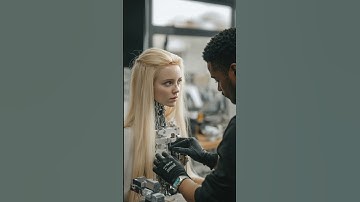 Android observing the engineer adjusting mechanisms 😳🤔🧐👀 #android #humanoid #futuristic