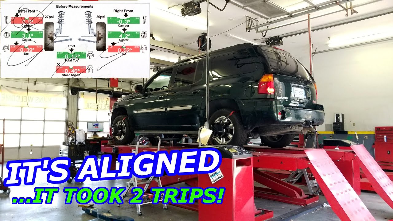 FRONT END ALIGNMENT ON MY 2004 GMC ENVOY IT TOOK 2 TRIPS YouTube
