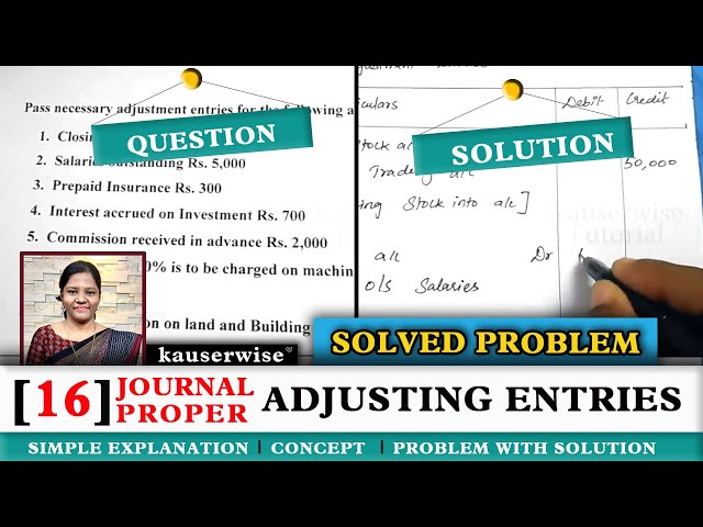Adjusting Entries  [ #16Journal proper ] with solved problem, :-by kauserwise