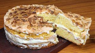 Heavenly Cake that Melts in Your Mouth with an Incredible Almond Aroma. Meringue Butter Cake Recipe