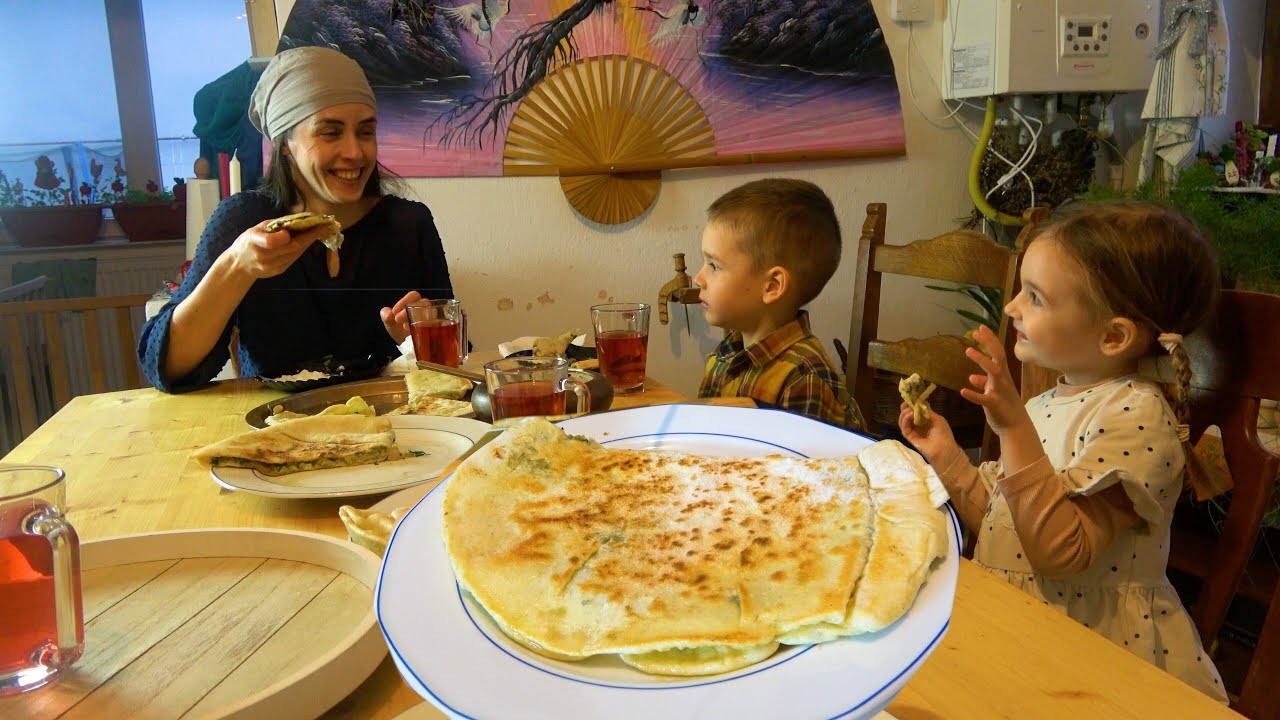 #30 QUTAB WITH CHEESE And MUSHROOMS |Traditional  Azerbaijan cuisine made in Countryside life.