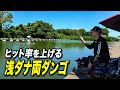 振り込みで釣果激変!長ハリスの浅ダナ両ダンゴで表層のバコベラ入れ食い!【筑波湖】